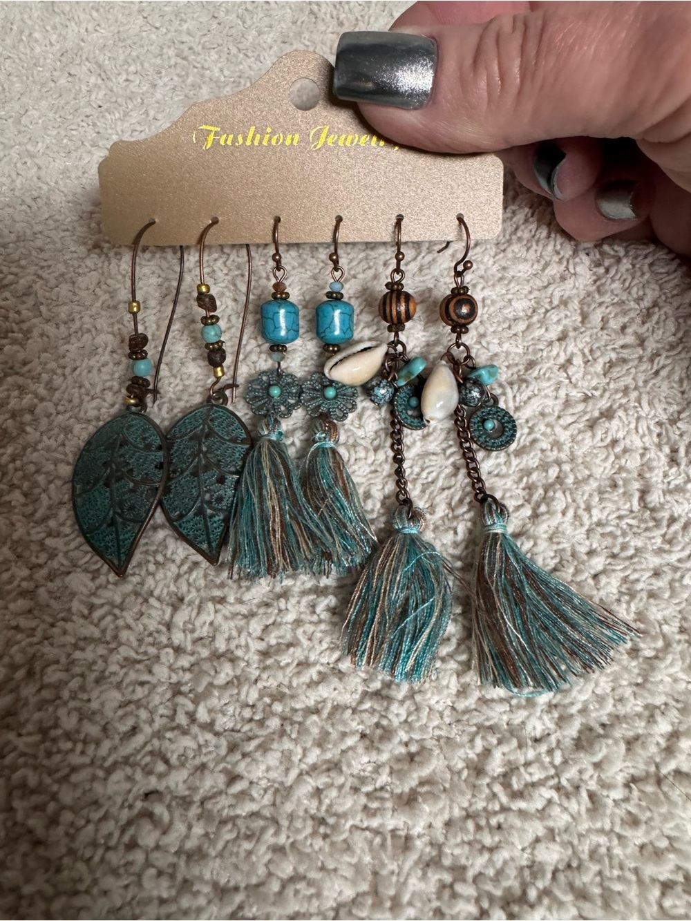 Fashion Jewelry Turquoise & Bronze Boho Earring Set